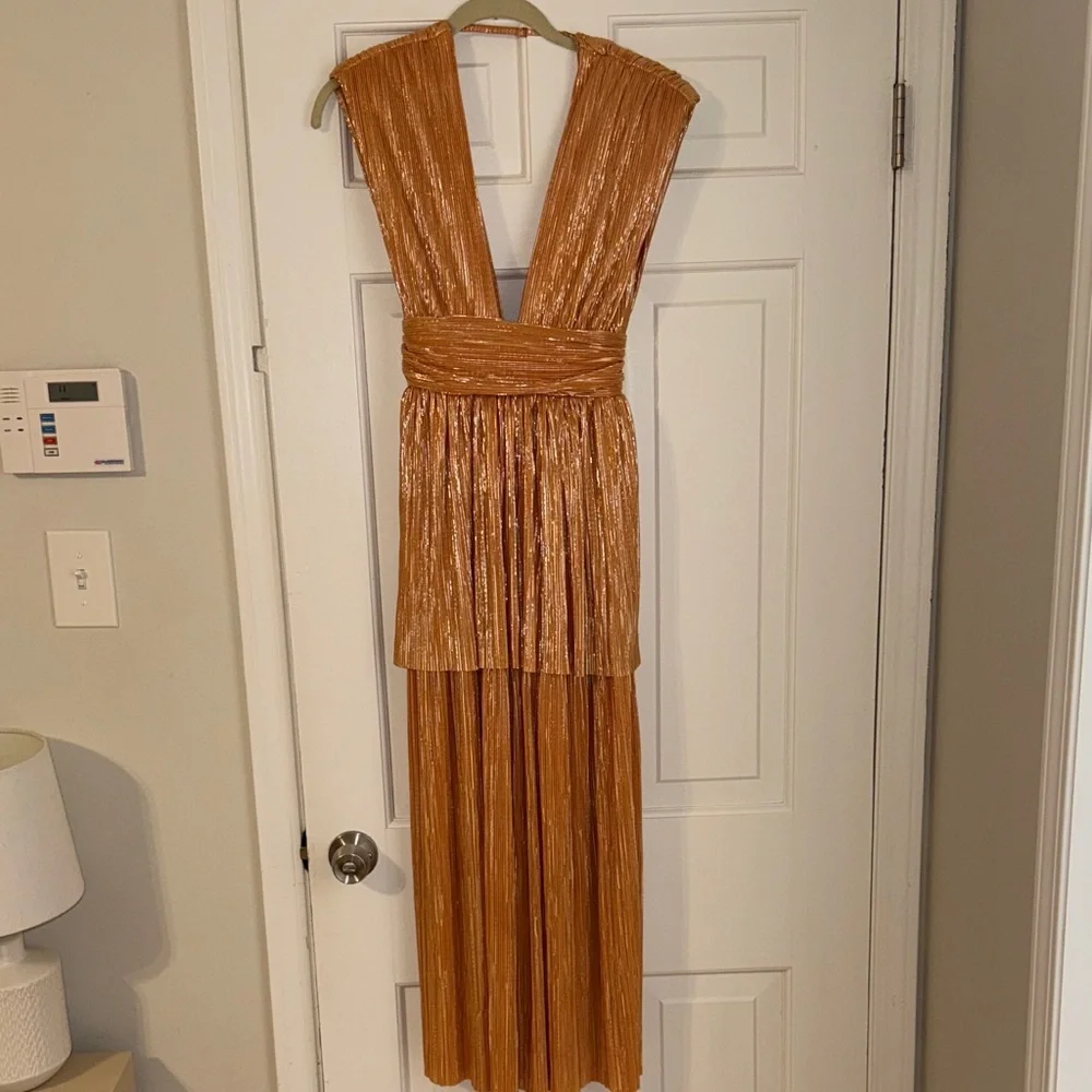 Sabina Musayev Ophelia Plissé Lurex Midi Dress - Picture 4 of 8